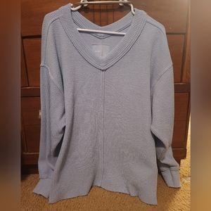 TWO Aerie Wonder V Neck Sweater Size Small blue and black